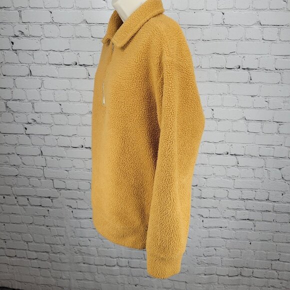 Urban Outfitters Yellow Fleece 1/4 Zip Collared Pullover Jacket Size Small S - Picture 10 of 12